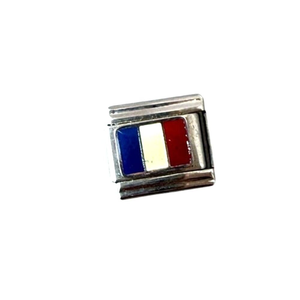France Flag Europe Italian Charm Bracelet Link 9mm Stainless Steel Y2K NEW